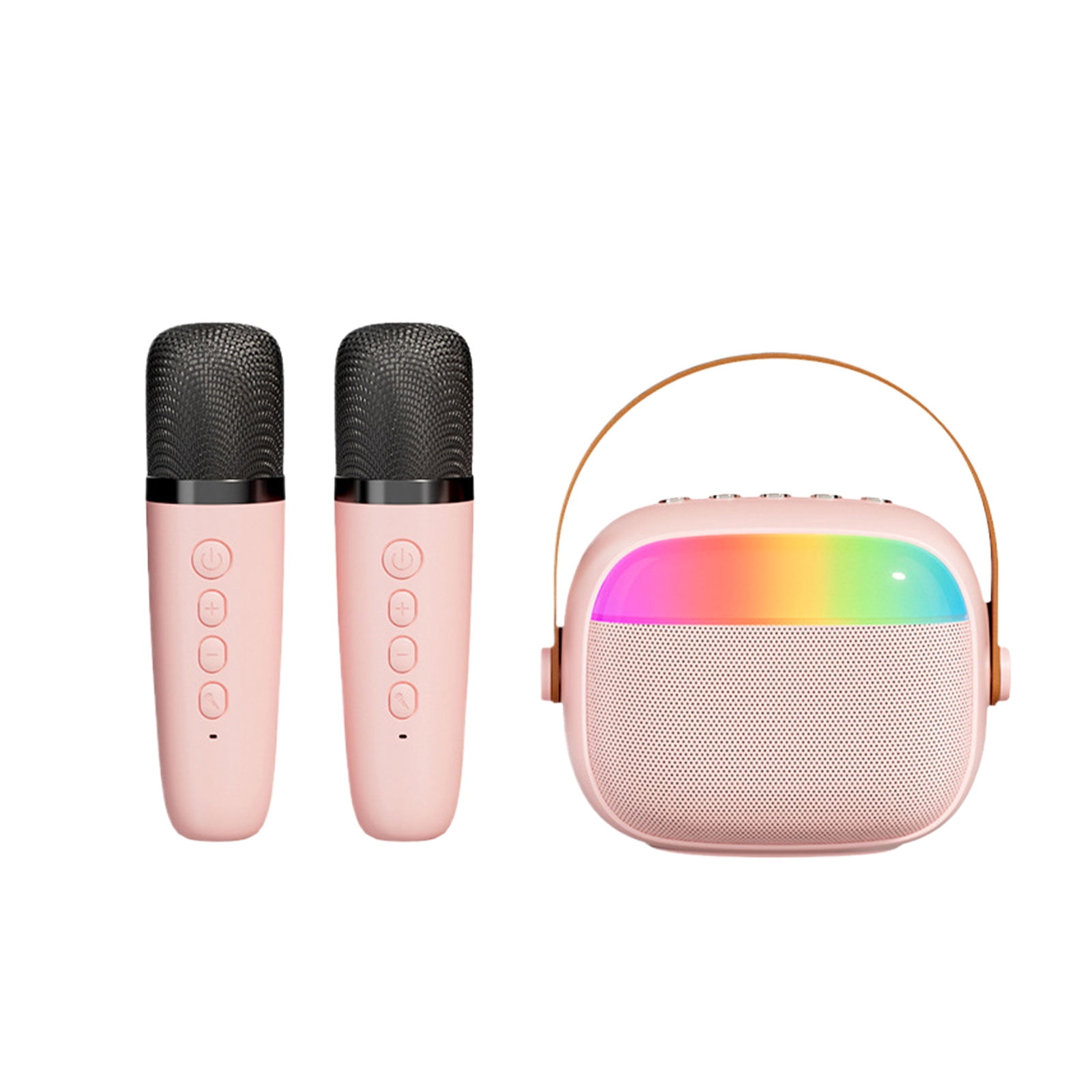 Transemion ABS Stunning Bass Bluetooth Sound System With Dazzling RGB Glass Atmosphere Lighting Effect Handheld Pink