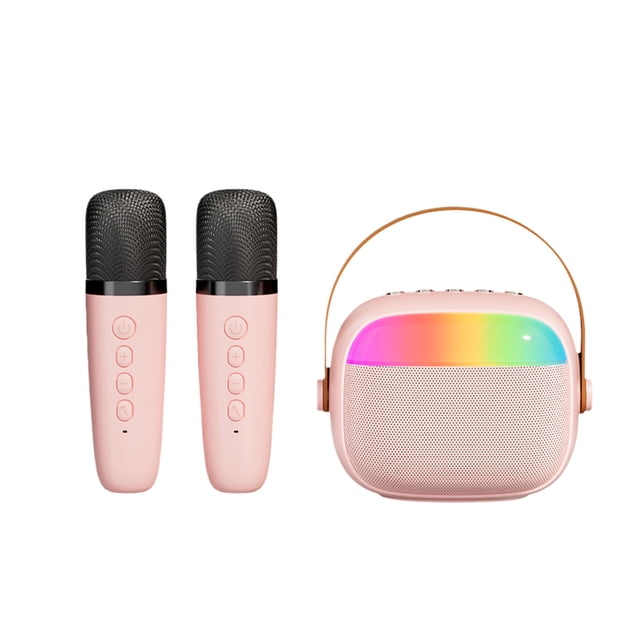 Transemion ABS Stunning Bass Bluetooth Sound System With Dazzling RGB Glass Atmosphere Lighting Effect Handheld Pink