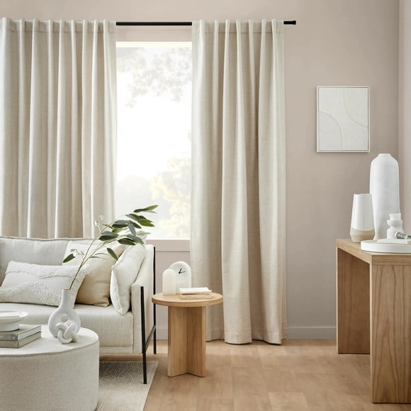 Bouclair Beige Taha Rod Pocket Back Tab Blackout Curtain 54x108 in (137x274 cm)