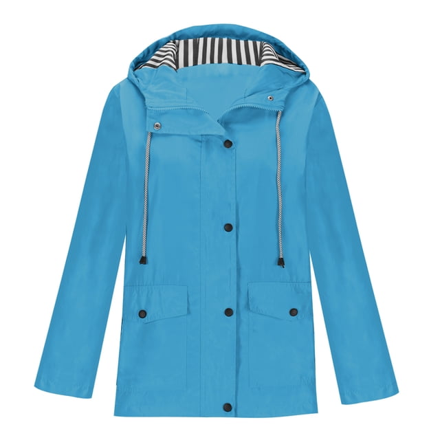 AherBiu Manteau de Pluie pour Femme avec Capuchon, Coupe-Vent Léger Ajustable, Imperméable, Randonnée, Voyage, Vêtement d'Extérieur
