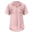 thumbnail image 3 of T-Shirt en Coton pour Femmes, Mode Décontractée, Uni, Col en V, Manches Courtes, Chandail, Hauts, 3 of 8