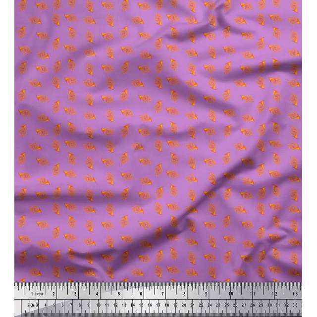 Soimoi Rayon Fabric French Horn Musical Instrument Decor Fabric Printed Yard 56 Inch Wide