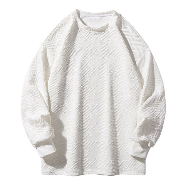 Yuyuzo Chandails Grande Taille pour Hommes Col Rond Décontracté Automne Manches Longues Doux Chandail Ample