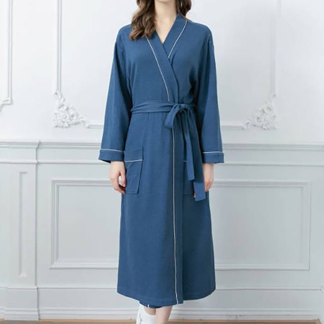 LSLJS Robe Bandage Unie pour Femmes Peignoir Robe Pyjama Longue Tenue de Nuit Poche Ceinture+ceintures, Peignoirs Cadeaux pour Femmes