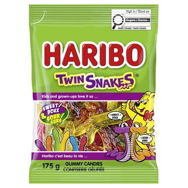 Bonbons Haribo Twin Snakes, sans colorants artificiels