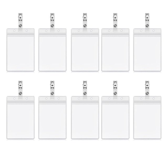10 Pieces Waterproof Plastic Card 3 Holder Transparent Badge Name Tag Pre-punched Sleeve Driver License Cardholder