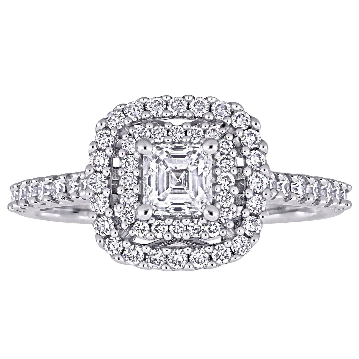 Miabella 1 Carat T.W. Diamond 14K White Gold Asscher-Cut Halo Engagement Ring