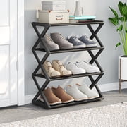 pstuiky X-Type Shoe Rack, Double Steel Tube Assembly Shoe Cabinet, 4-Tier Multifunctional Storage Shelf for Home Dormitory Entryway, 19.5"X16.5"X7.3"