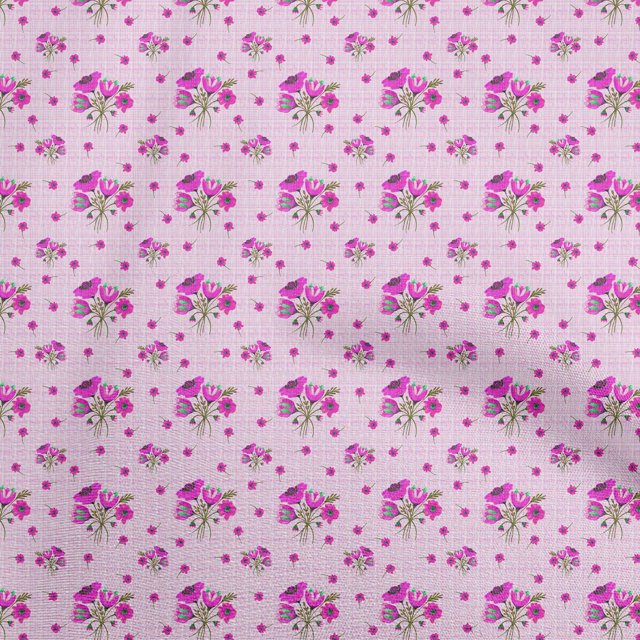 oneOone Rayon Fuschia Pink Fabric Floral Craft Projects Decor Fabric Printed By The Yard 56 Inch Wide