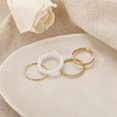 thumbnail image 3 of Dvkptbk Ring 4Pcs/Set Combination Personality Cold Wind Si-Mple Pearl Ring Jewelry, 3 of 6