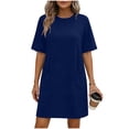 thumbnail image 3 of Sentmoon Womens Summer Dress with Pockets Crew Neck Solid Color Boho Dress Short Sleeve Regular Fit Summer Beach Essentials for Women Prom Dresses 2026 for Work and Office S, 3 of 7