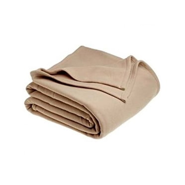 TWIN size 72"x90" Plush Fleece Blankets color Tan universal hospitality use 2/ Pack