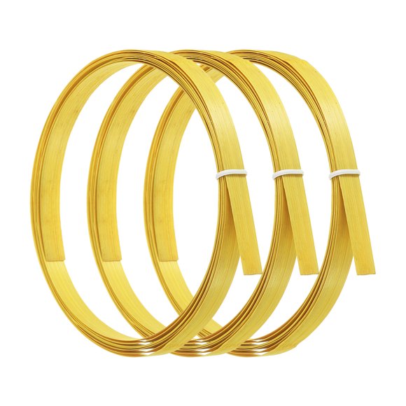 Unique Bargains Bandes de Bambou pour Tissage 7/16 Pieds x 10 Pieds Roseau Plat en Osier Rotin, Jaune, Lot de 3