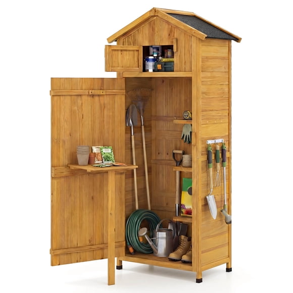 Costway Remise de Jardin Extérieure Verrouillable Armoire de Rangement Organisateur d'Outils avec Étagères
