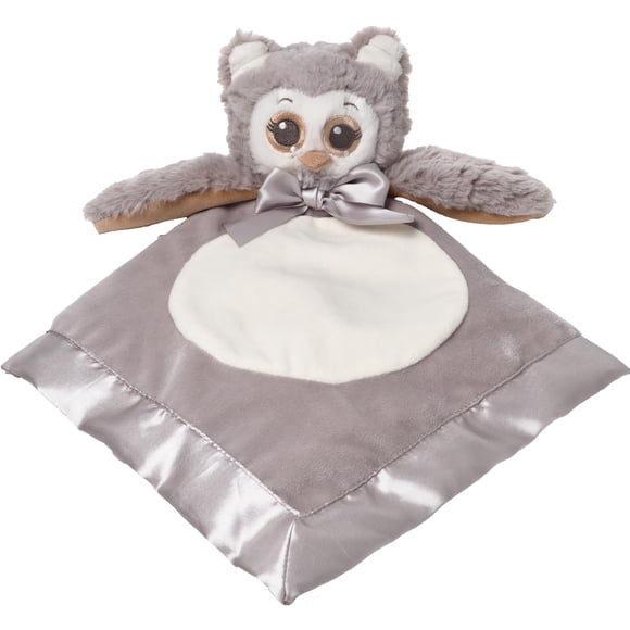 Bearington Baby Lil Owlie Snuggler 15 Inch Gray Owl Plush Stuffed Animal Security Blanket Lovey for Babies