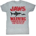 thumbnail image 1 of T-Shirt pour Adulte Gris Chiné « Jaws Warning », 1 of 2