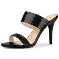 thumbnail image 1 of BLISSFUL STEP Women's Open Toe Stiletto Slide Heeled Sandals, 1 of 5