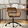 thumbnail image 1 of Homy Casa 33.9'' Adjustable Swivel Office Chair, Armless Faux Leather Desk Chair with Wheels for Home Office, Study Room, Brown, 1 of 8