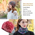 thumbnail image 3 of Maoww Bonnet Slouchy Style Bohème Musulman Hijab Turban Extensible Mode Protection des Oreilles Accessoires Coiffure Bonnet Fleur Rouge, 3 of 9
