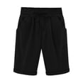 thumbnail image 2 of DPTALR Women's Summer Elastic Waist Drawstring Side Pocket Solid Color Short Pants 5/4, 2 of 6