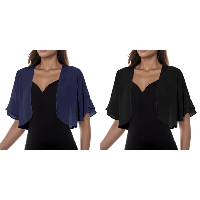 (2-Pack) Kcodviy Women Solid Mesh Cardigan for Women Open Front Irregular Short Sleeve Loose Open Back Sweater Cardigan Beach Holiday Tops