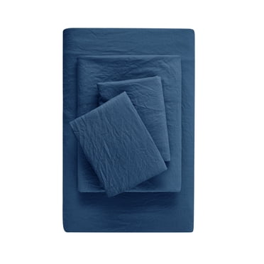 Mainstays Ensemble de draps en microfibre lavée ultra douce, Tres Grand Lit, Indigo Lavé, 4 pièces.