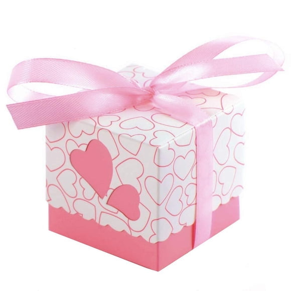 50 Pink Heart Wedding Favour Box Sweet Box Gift Box for Wedding Birthday Baby Shower Christening Graduation Christmas Party Favours Box