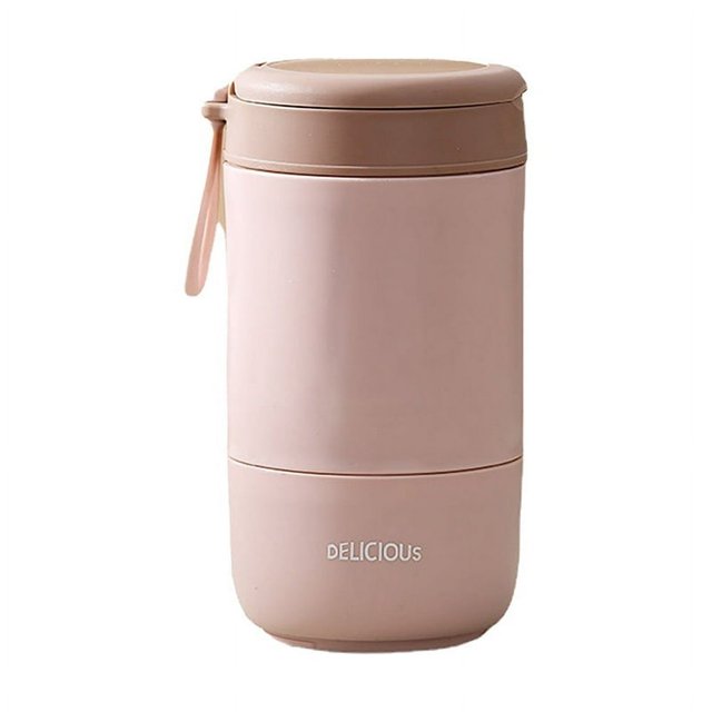 Stainless Steel Double Layer Soup Cup Cereal On The Go Cup Breakfast Cup With Lid And Spoon Food Container Pot