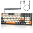 thumbnail image 1 of HAOAN T8 Clavier de Jeu 60 % 68 Touches Compact Mini Clavier Mécanique Filaire avec 18 Commutateurs Bleus Rétroéclairés RVB Chroma Câble de Clavier Bobiné USB-C pour PC Portable Mac XBOX - Bleu Blanc, 1 of 12