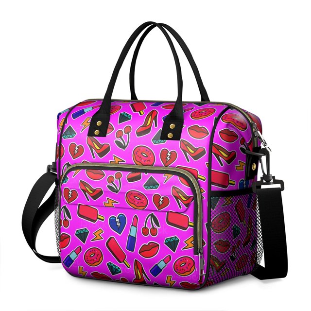 Sac à Lunch Isolé à Motif de Bonbons et Desserts – Fourre-Tout Réfrigérant Étanche avec Sangle Ajustable et Doubles Compartiments, Excellent Cadeau pour les Amateurs de Sucreries