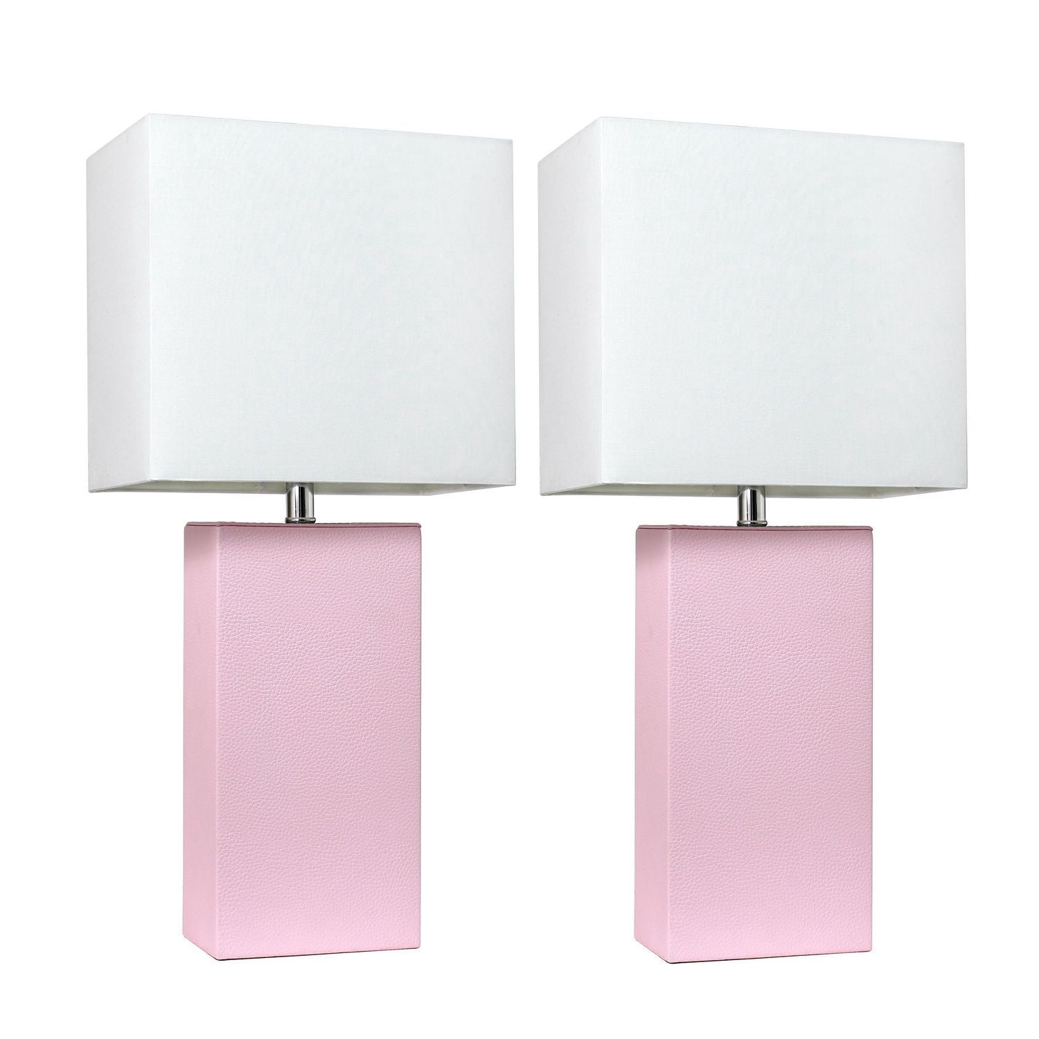 Ensemble de 2 lampes de table modernes en cuir avec abat-jour en tissu blanc