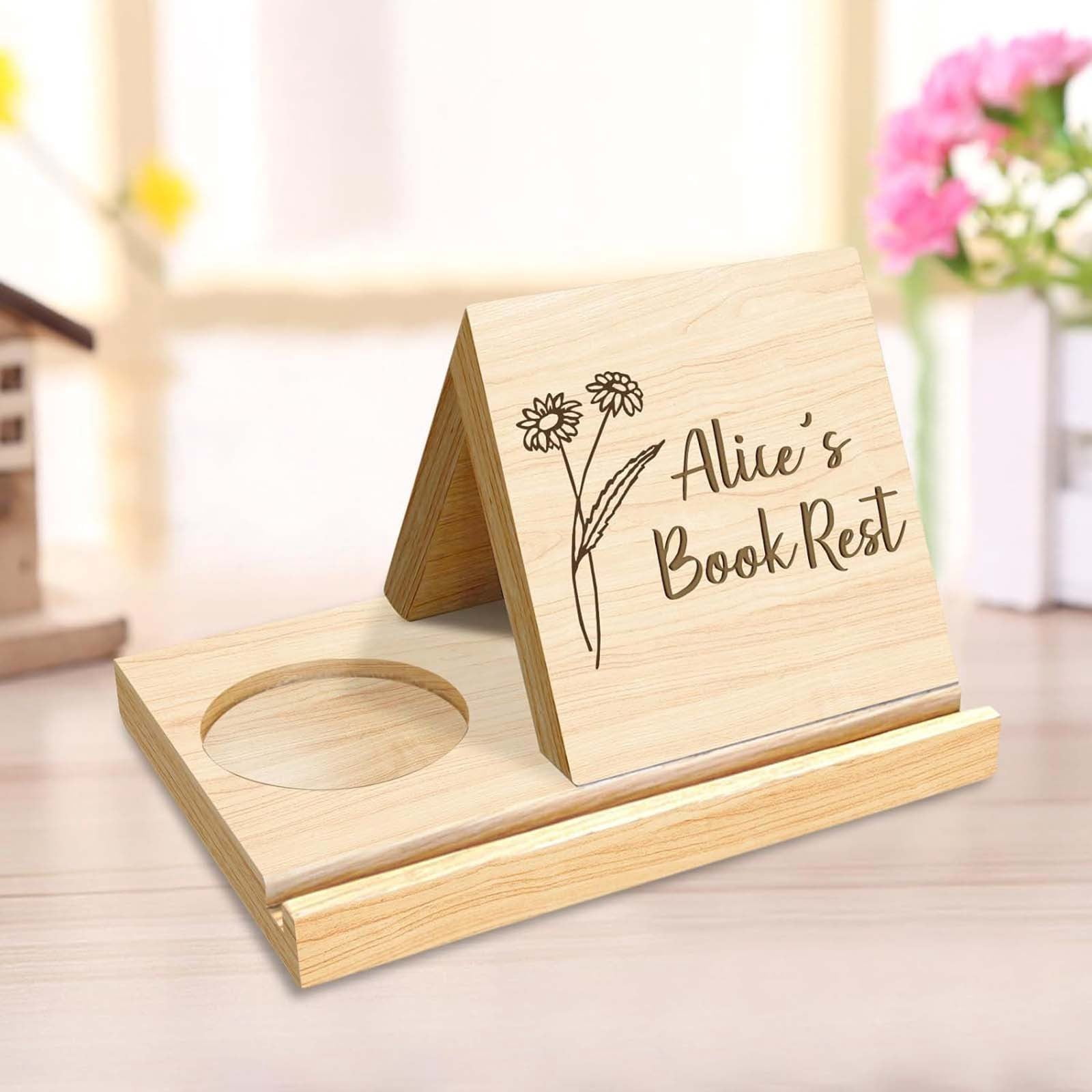 EGNMCR Christmas Ornaments, Halloween Ornaments Solid Tripod Bookcase Wooden Bookcase Custom Bookcase With Coffee And Drink Valentine's Day Female Book Lovers little Bookshelf