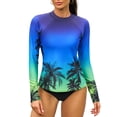 thumbnail image 1 of Charmo UPF 50+Swim Tops for Womens Long Sleeve Rashguard Printed Swim Shirts, 1 of 7
