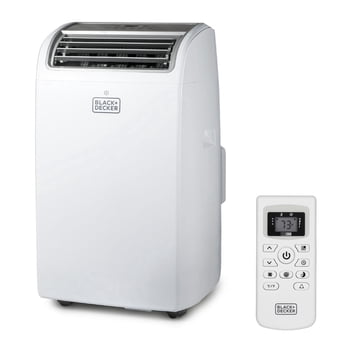 BLACK+DECKER Climatiseur portatif de 12 000 BTU jusqu'à 550 pieds carrés. avec télécommande, blanc