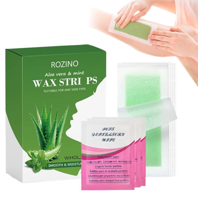 Aloe Vera Body Waxing Strips - Pre-Applied Ready-to-Use for Sensitive Skin, Effective Hair Removal, 30 Count