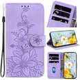 thumbnail image 1 of Compatible with Samsung Galaxy A02 Embossed Lily Wallet Case with Card Holder PU Leather Flip Cover, 1 of 5
