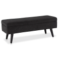 thumbnail image 1 of Bouclair Banc de Rangement en Tissu Charbon sur Pieds en Bois, 1 of 10