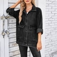 thumbnail image 1 of LOVZFMLL Vestes pour Femmes Mode Couleur Col à Revers Style Amincissant Manche Veste en Denim, 1 of 7