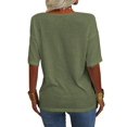 thumbnail image 4 of Danedvi Femmes Mode V-Cou Manches Mi-Longues T-Shirt Solide Décontracté Lâches Basiques Armée Vert, 4 of 4