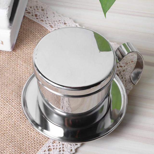 Stainless Steel Coffee Drip Filters, Portable Single Cup Coffee Maker Pot with Handle and Lids Coffee Drip Brewer for Home Kitchen Office Outdoor Camping