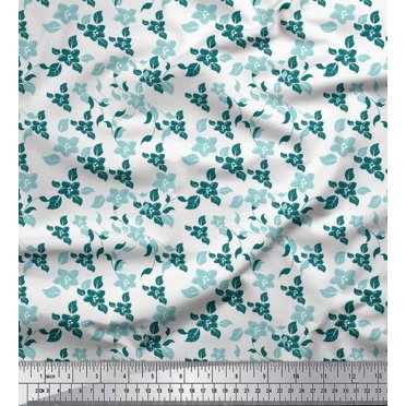 Soimoi Poly Georgette Fabric Leaves & Flower Floral Fabric Prints By Yard 42 Inch Wide