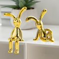 thumbnail image 4 of Visland 2 Pcs Long Ear Bunny Figurine UV Electroplating Adhesive Sitting Rabbit Figure Model Toy Statue Car Dashboard Decoration Christmas Gift, 4 of 7