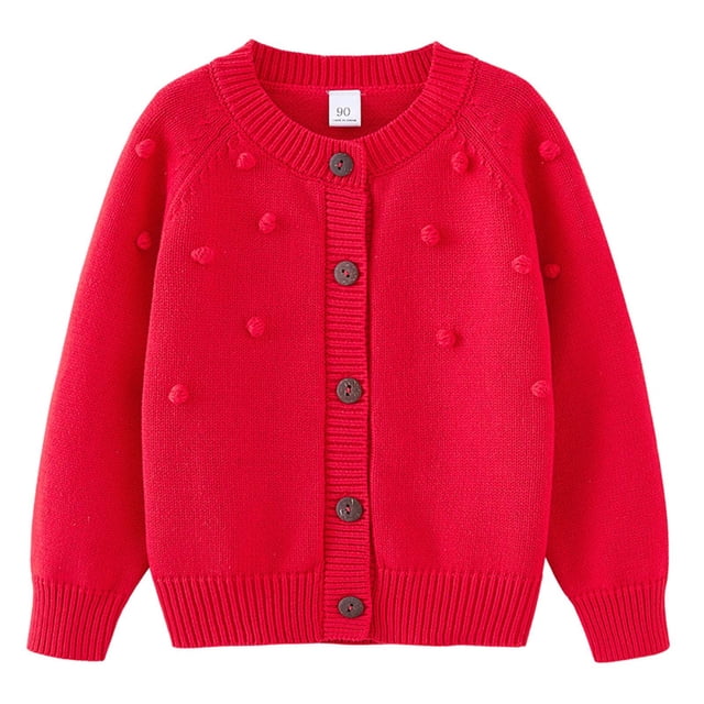 RXIRUCGD Cardigan Veste en Tricot de Coton pour Garçons et Filles ( Rouge, Taille : 7 Ans )