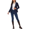 thumbnail image 2 of INSPIRE CHIC Veste en Denim à Revers Cranté à Manches Longues avec Boutons et Poches pour Femme TP Noir-Bleu, 2 of 7