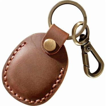 Porte-clés AirTag en Cuir, Support d'Étiquette en Cuir Véritable Fait à la Main
