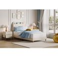 thumbnail image 1 of BeesClover Velvet Platform Bed with Storage Headboard and Bookcase, Upholstered Bed Frame for Kids and Girls, Quiet Design with Strong Wood Slats and Metal Legs, Easy Assembly, 1 of 7