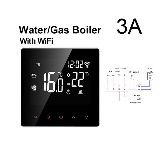 Thermostat Intelligent Wi-Fi Tuya, Contrôleur à Distance de Température pour Chaudière Électrique au Sol Eau/gaz, Facile à Installer
