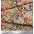 thumbnail image 2 of Soimoi Polyester Crepe Fabric Birds,Leaves & Lily Floral Decor Fabric Printed Yard 42 Inch Wide, 2 of 3
