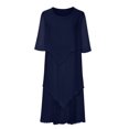 thumbnail image 4 of LSLJS Robe d'Été pour Femmes, Mode, Couleur Unie, Patchwork en Mousseline, Manches Mi-Longues, Col Rond, Robe d'Été, Robes de Plage, 4 of 6