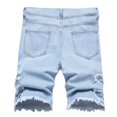 thumbnail image 4 of Cargo Jeans for Men Men's Breathable Ripped Stretch Personality Splash Ink Trend Quarter Jeans Jeans Homme Blue M, 4 of 4